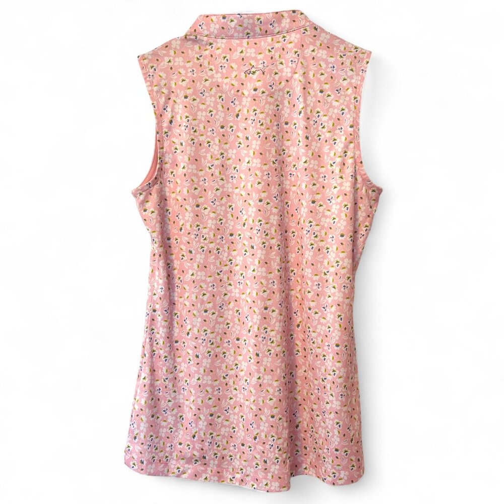 Greg Norman Sz S Sleeveless Pink Floral Half-Zip Golf Tank Top - Picture 2 of 6